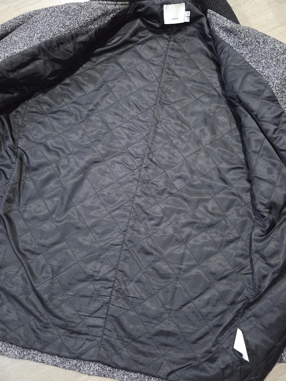 Vince Gray Coat with Black Contrast Collar